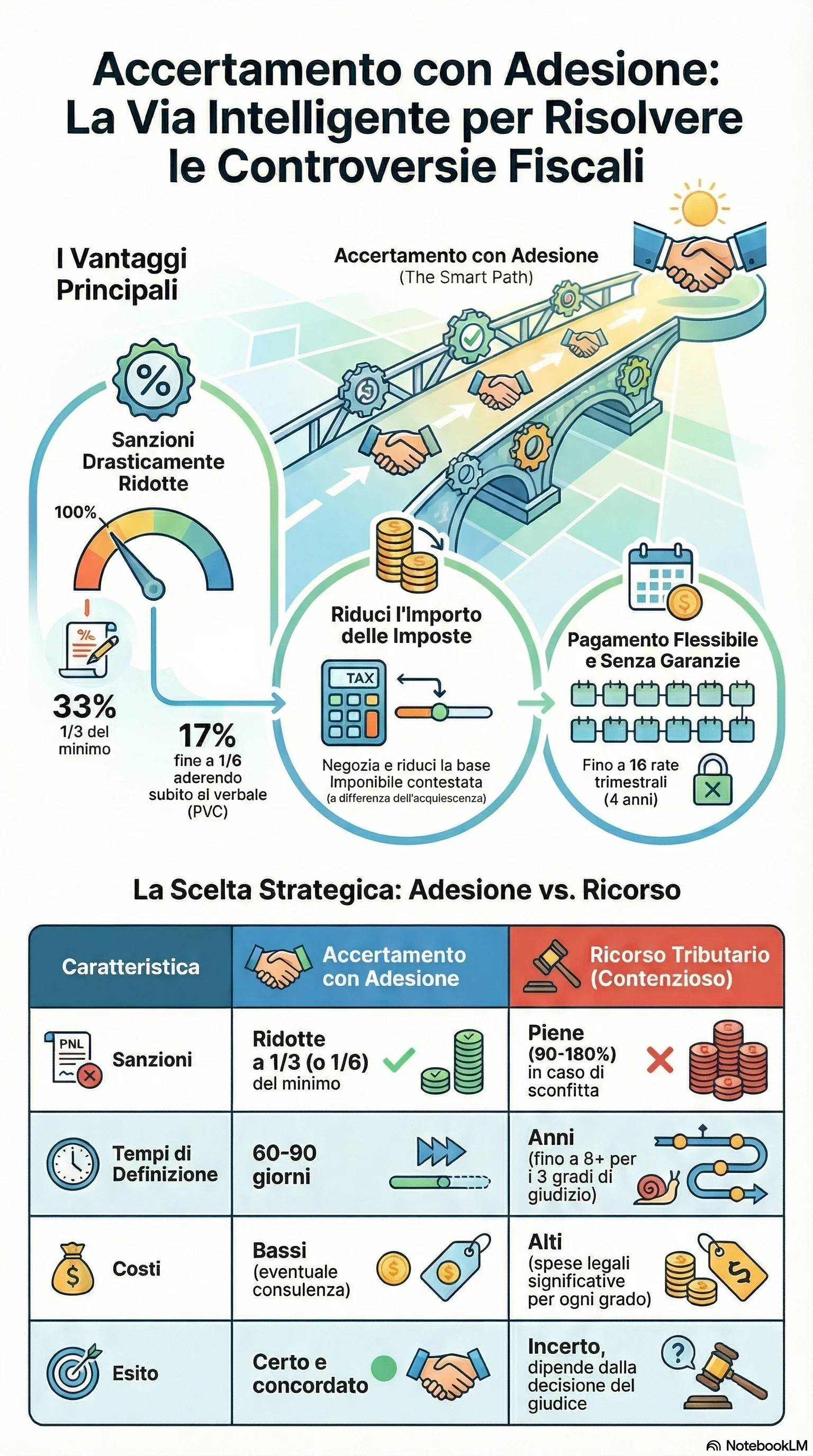 Infografica riassuntiva: Accertamento con Adesione: La Guida Definitiva