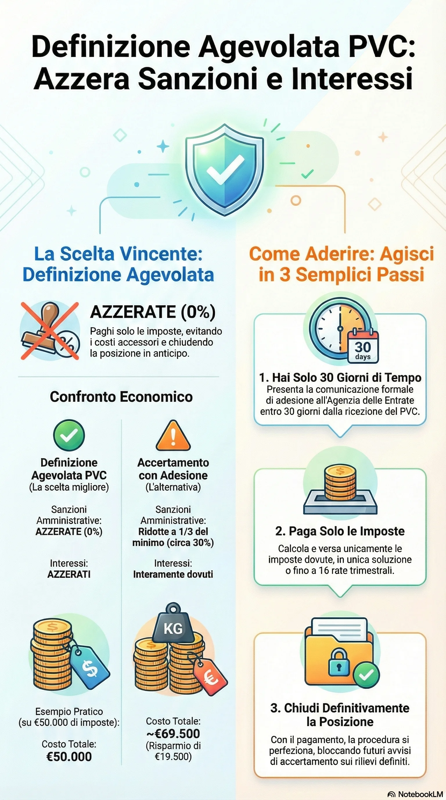 Infografica riassuntiva: Definizione Agevolata PVC: Come Funziona