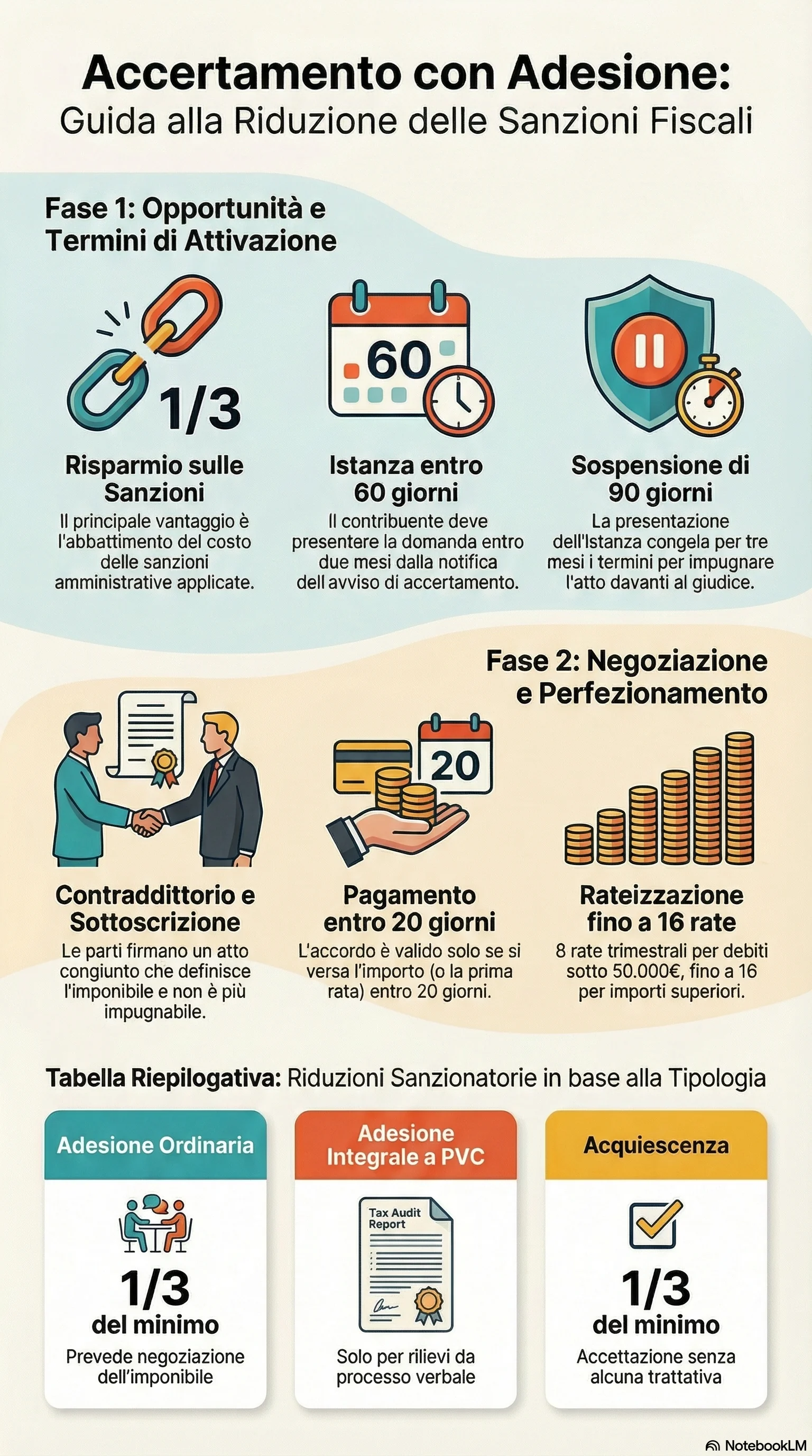 Infografica riassuntiva: Accertamento con Adesione: Procedura Completa