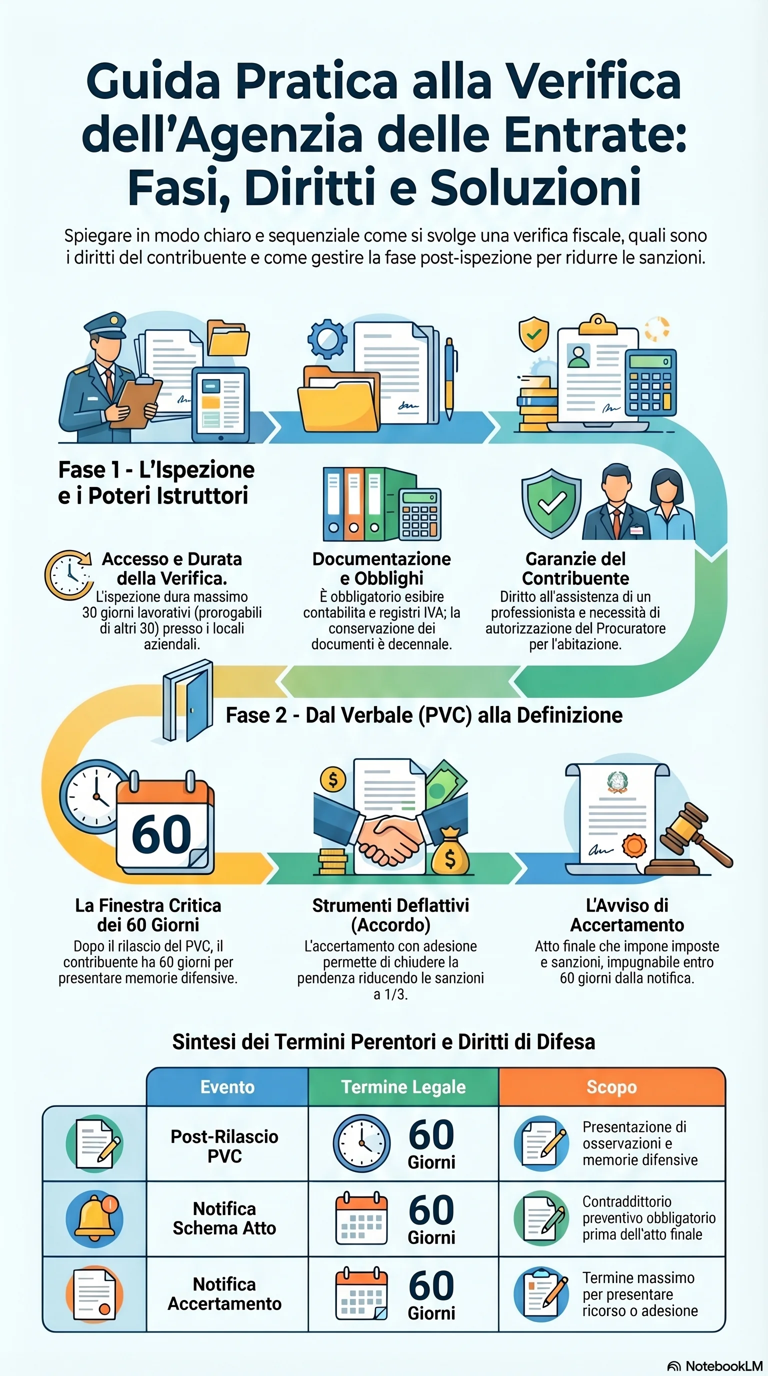Infografica riassuntiva: Verifica Agenzia Entrate: Come Funziona e Cosa Fare