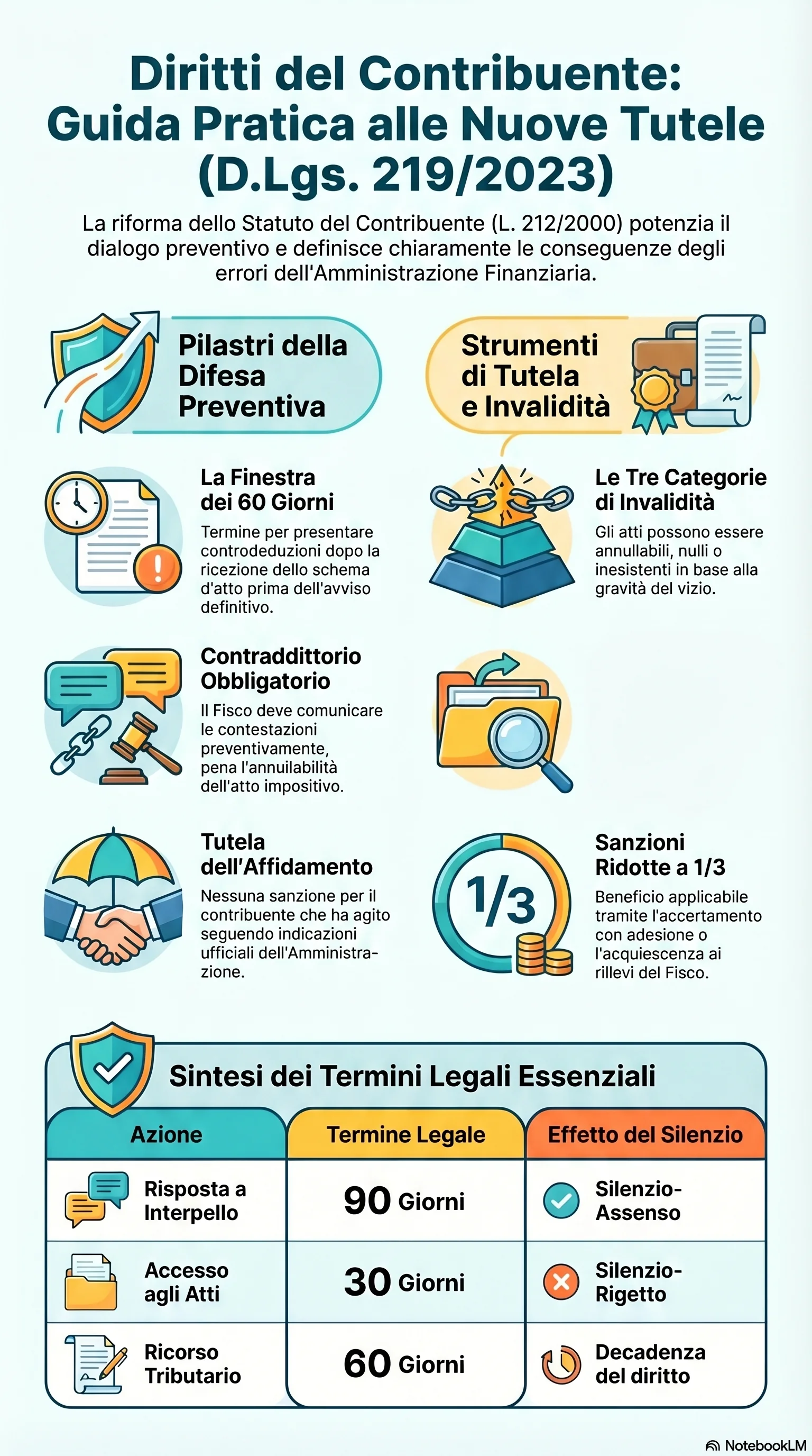 Infografica riassuntiva: Diritti del Contribuente: Guida allo Statuto e alle Tutele