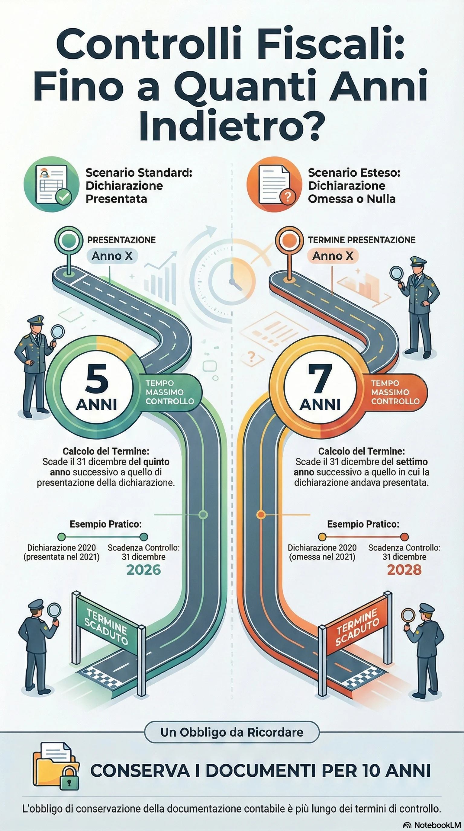 Infografica riassuntiva: Quanti Anni Indietro Può Controllare la Guardia di Finanza