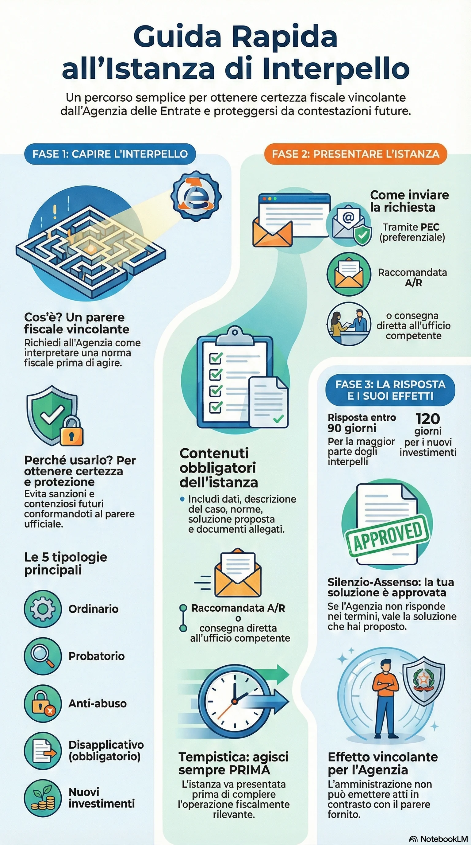 Infografica riassuntiva: Istanza di Interpello all'Agenzia delle Entrate: Guida Operativa