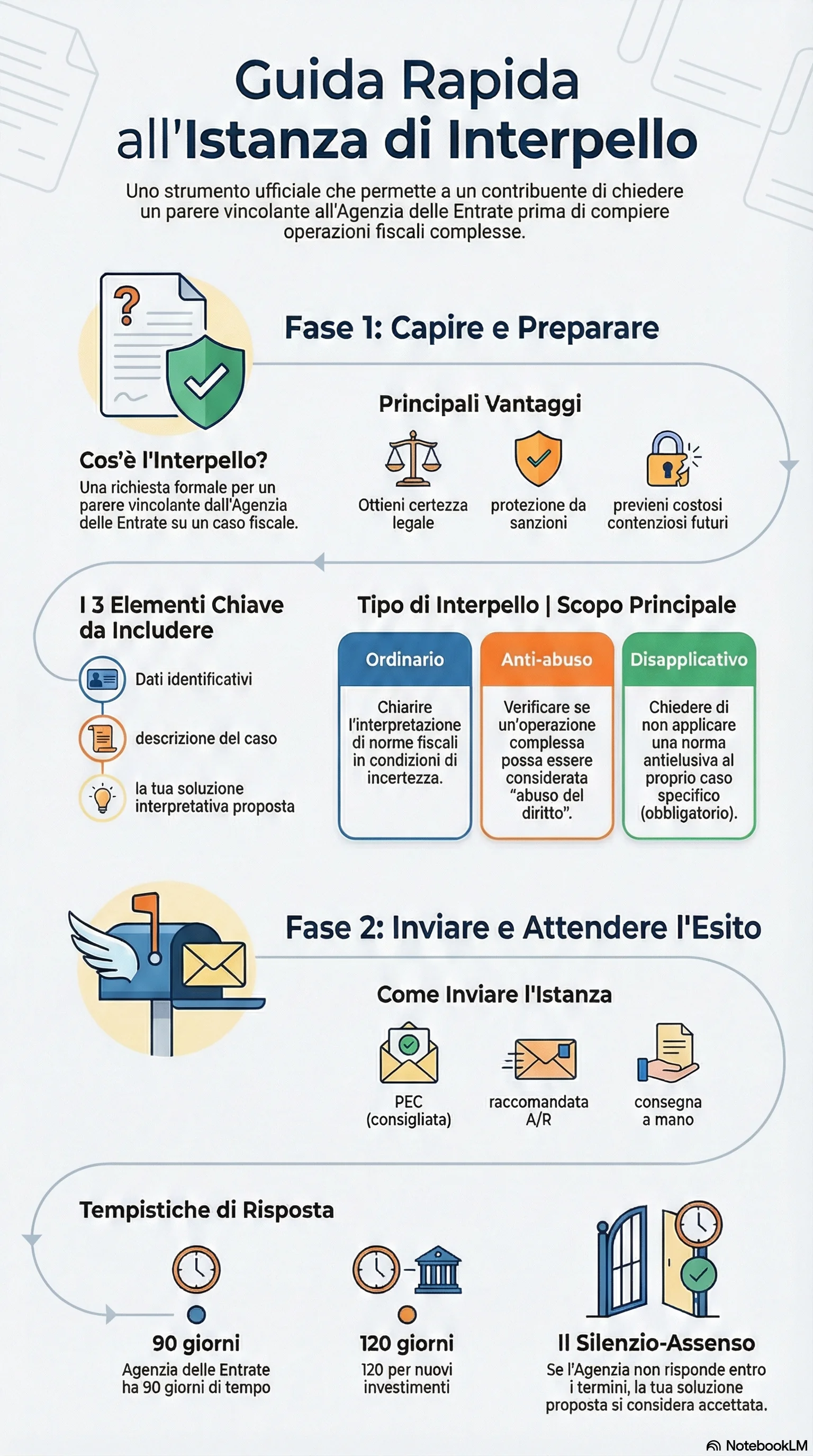 Infografica riassuntiva: Istanza di Interpello: Come Funziona la Procedura Completa