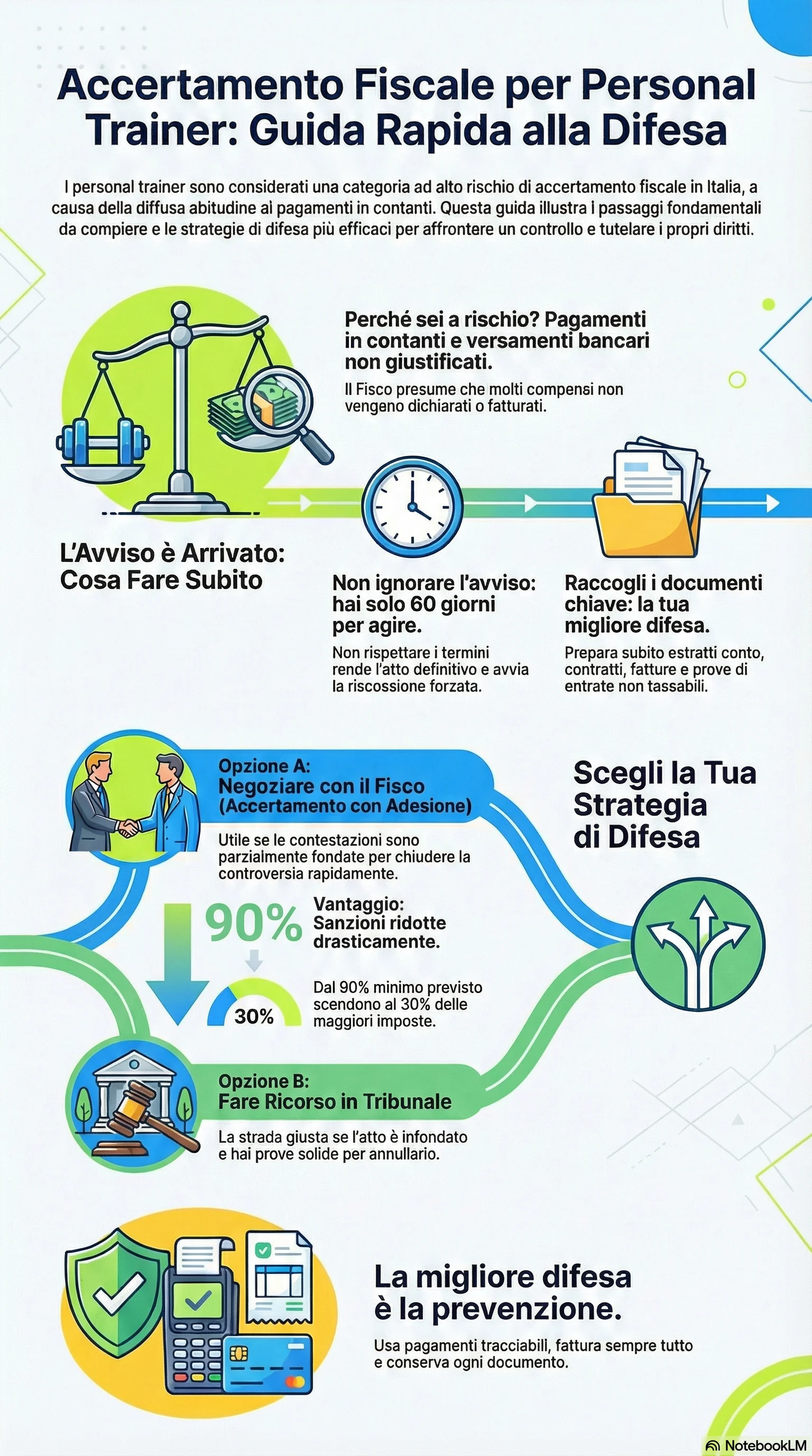Infografica riassuntiva: Accertamento Fiscale Personal Trainer: Come Difendersi