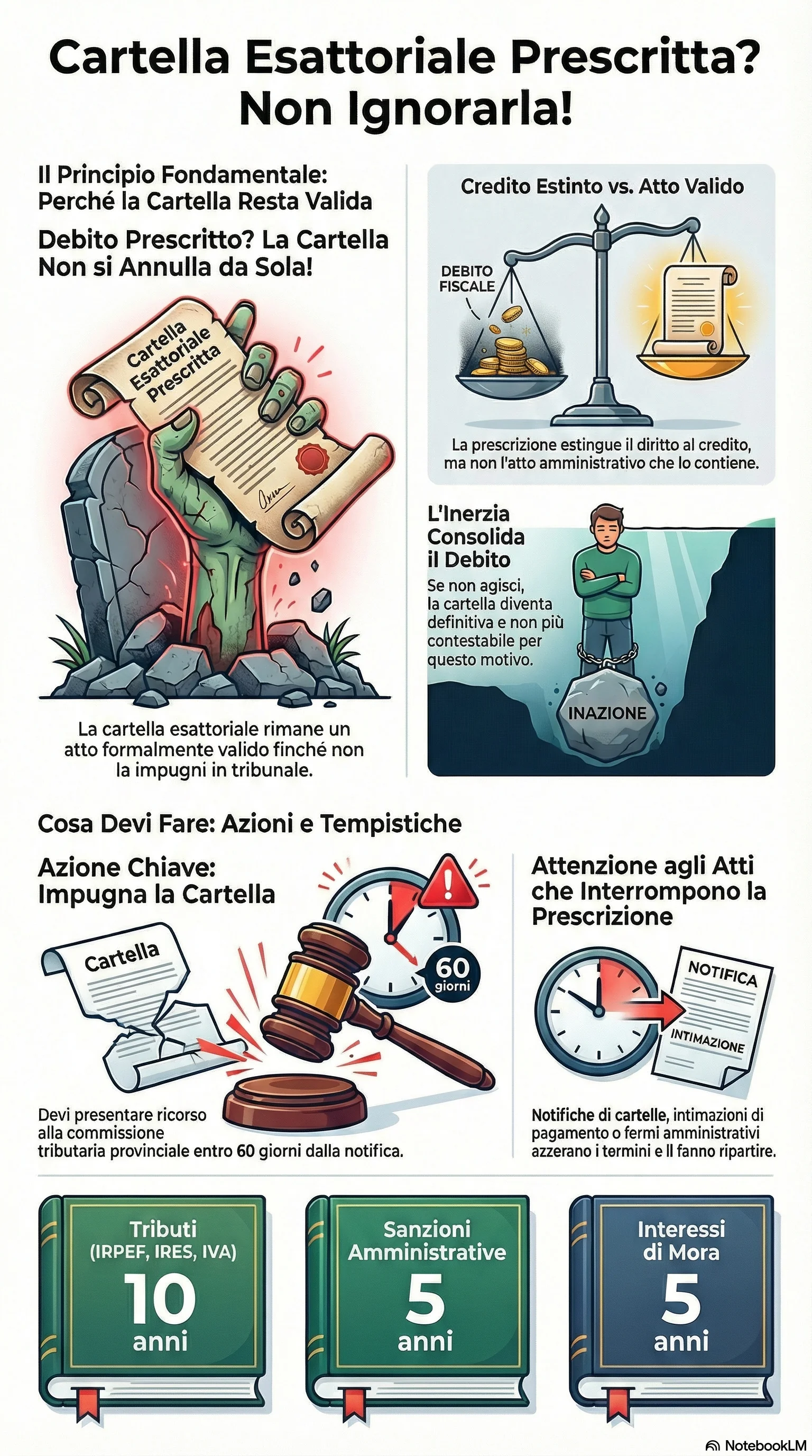 Infografica riassuntiva: Accertamento Fiscale Prescritto: Cartella Valida?