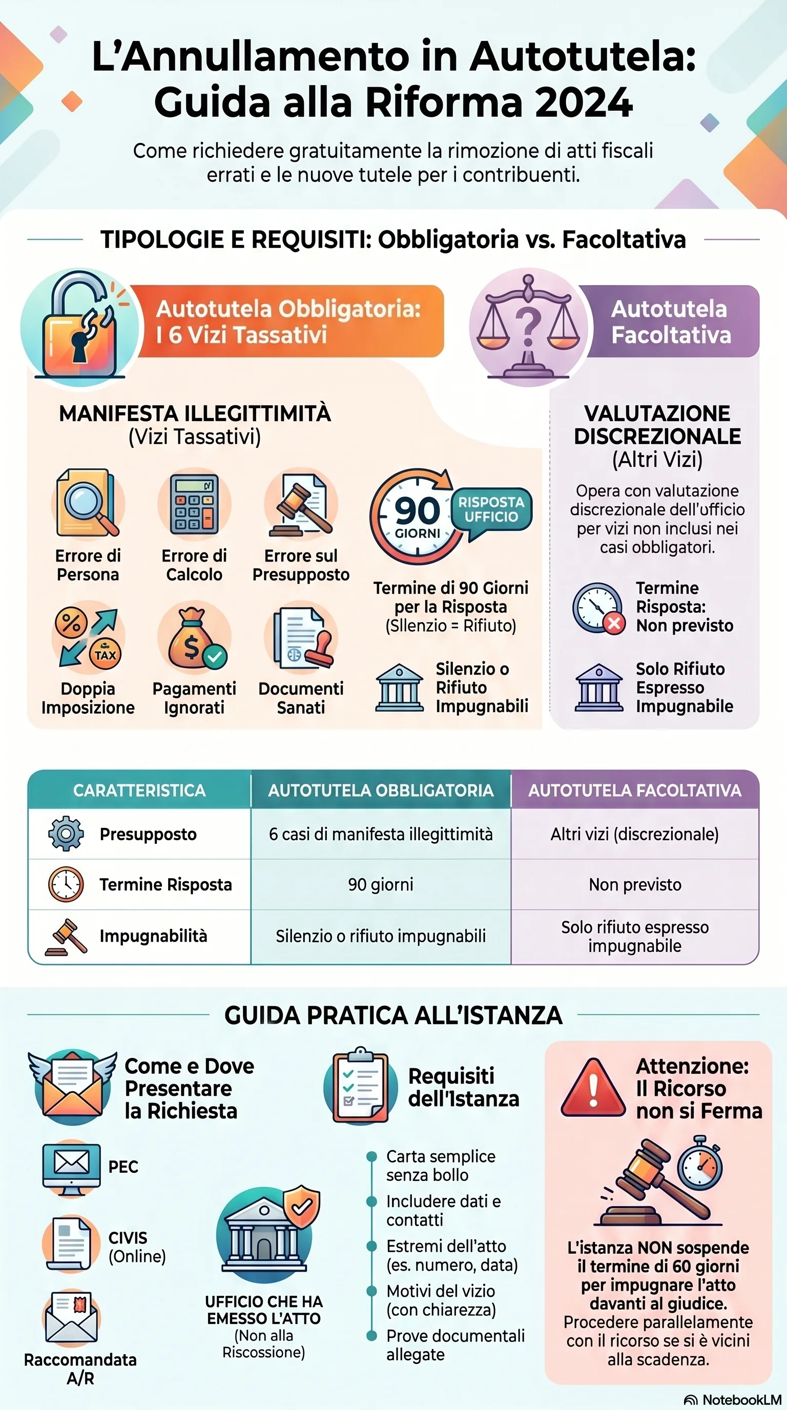 Infografica riassuntiva: Annullamento in Autotutela: Procedura e Requisiti