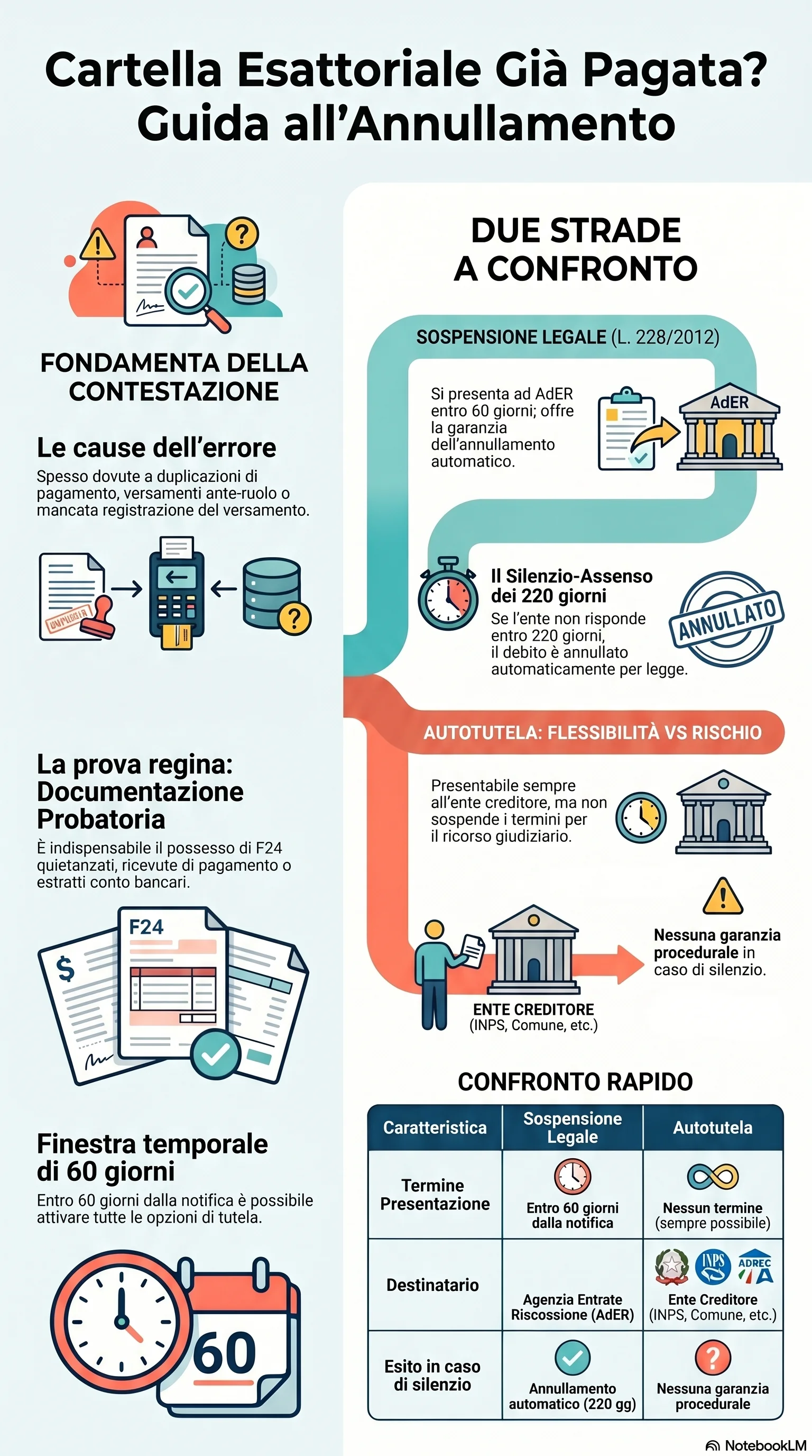Infografica riassuntiva: Annullamento Cartella Già Pagata: Guida Operativa