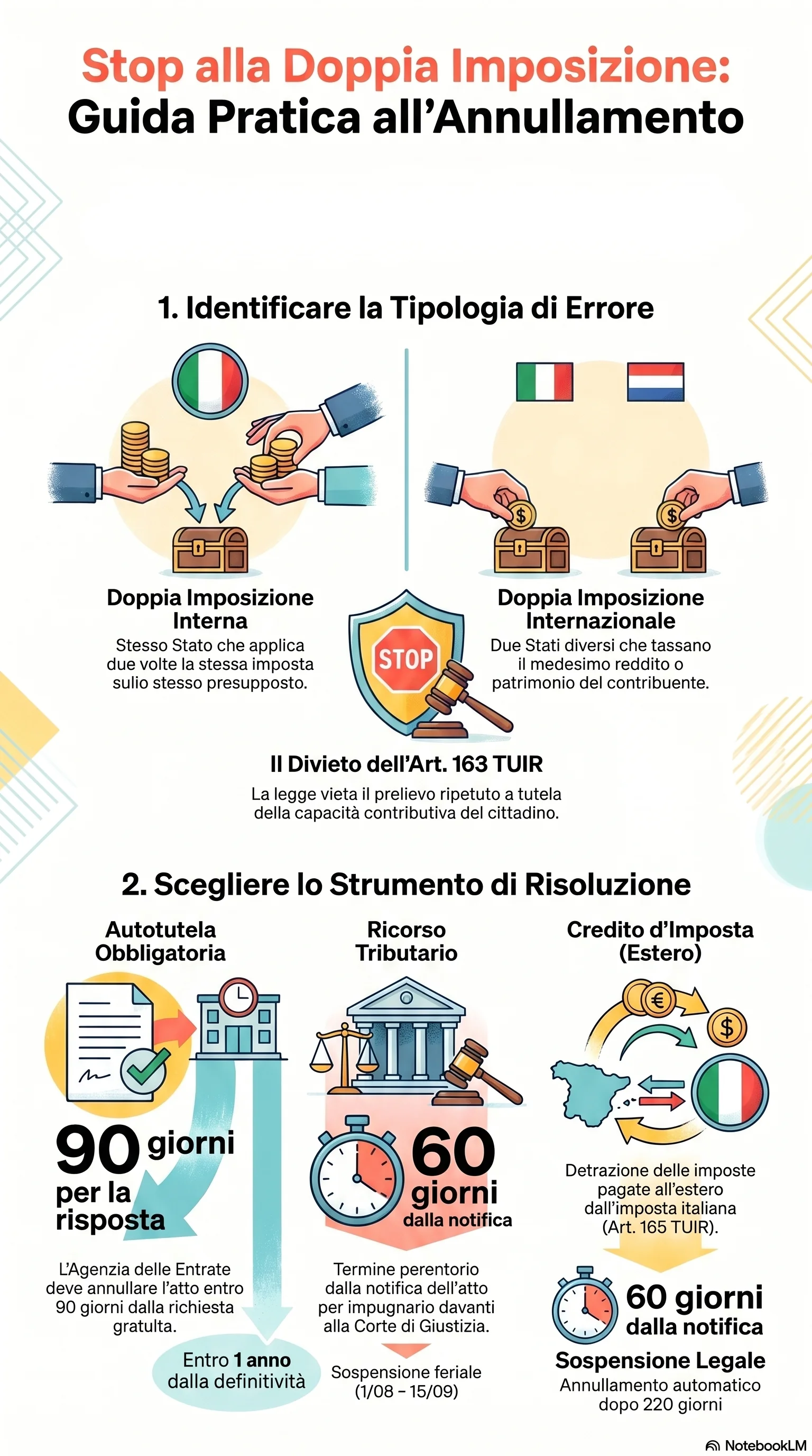 Infografica riassuntiva: Annullamento per Doppia Imposizione: Guida Operativa