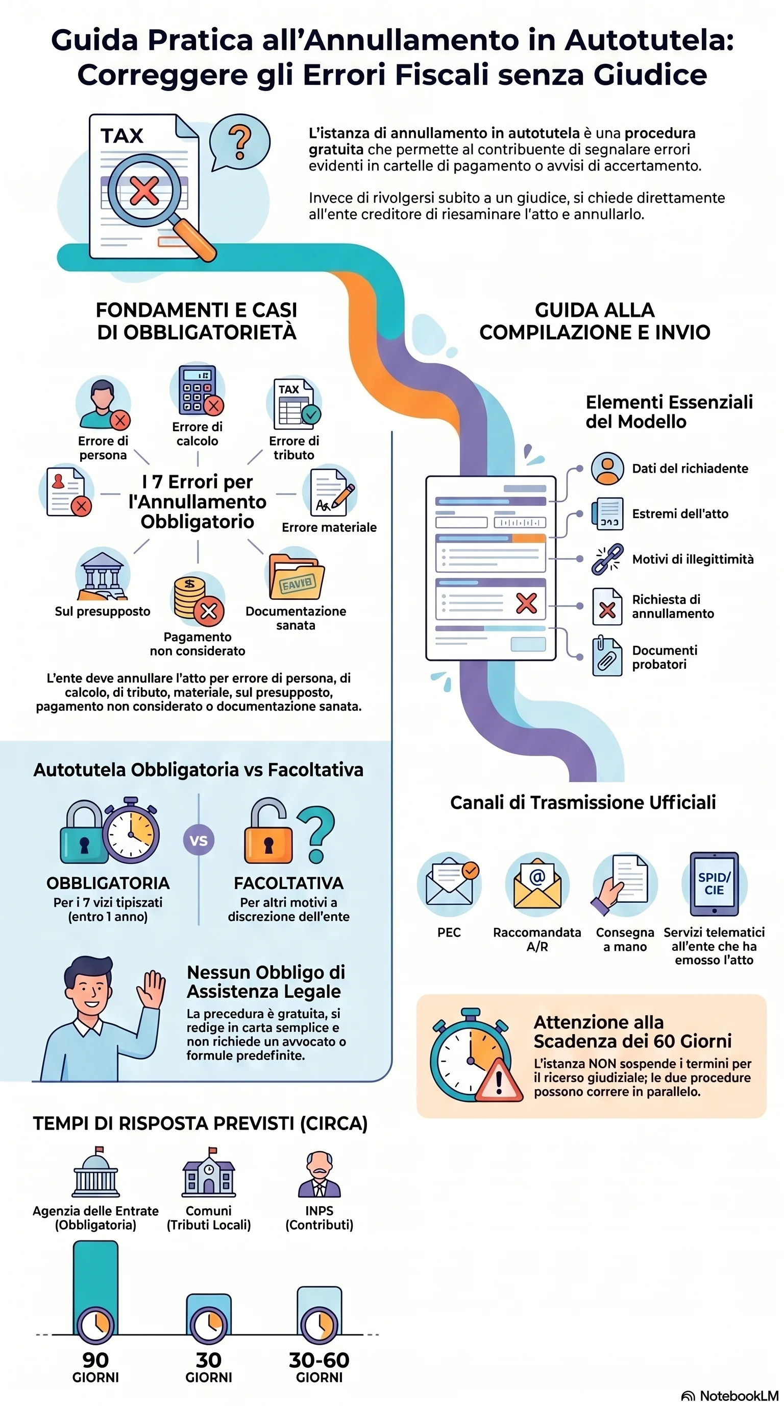 Infografica riassuntiva: Modello Istanza Annullamento in Autotutela: Guida alla Compilazione