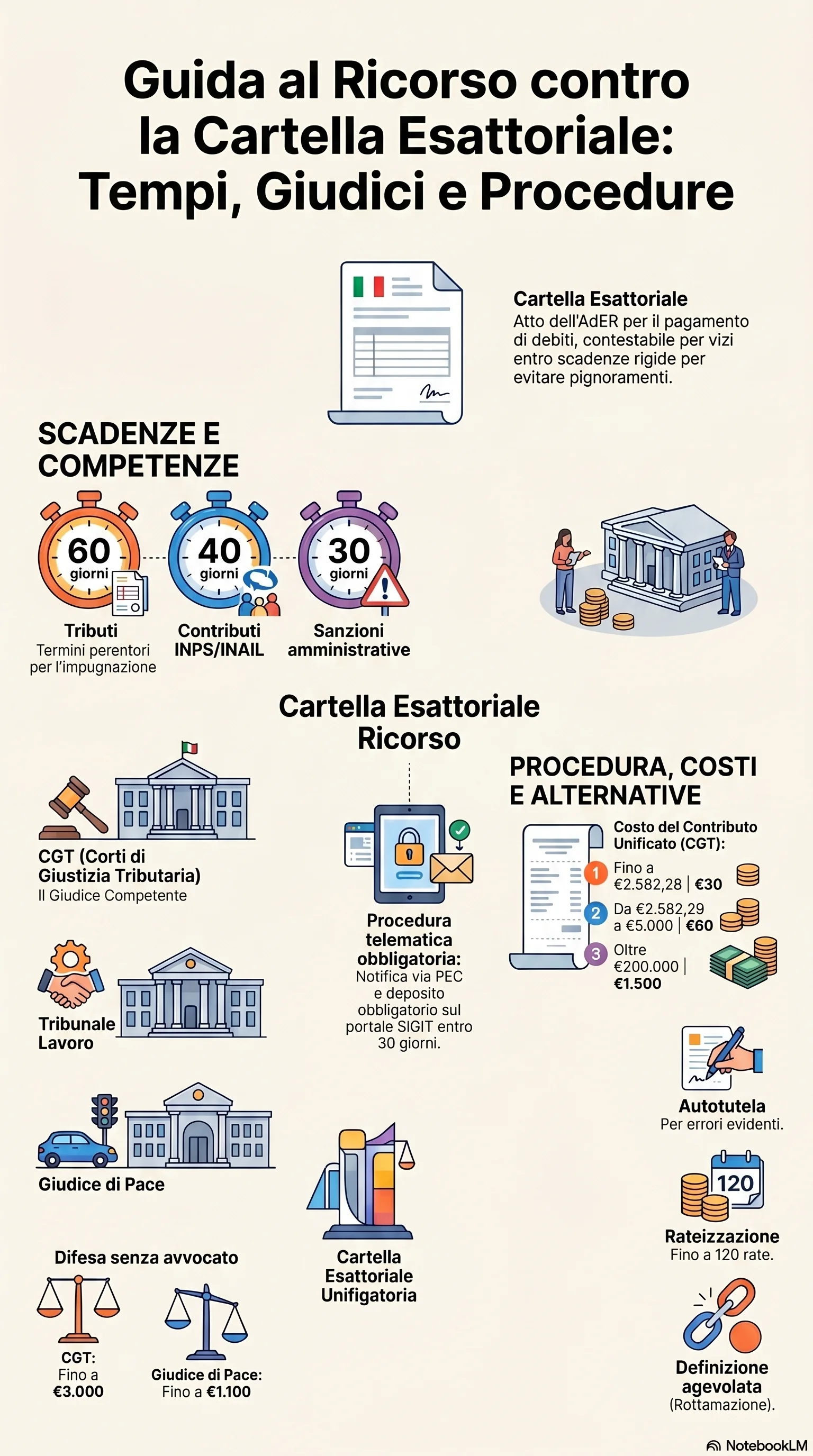 Infografica riassuntiva: Ricorso Cartella Esattoriale: Guida alla Procedura