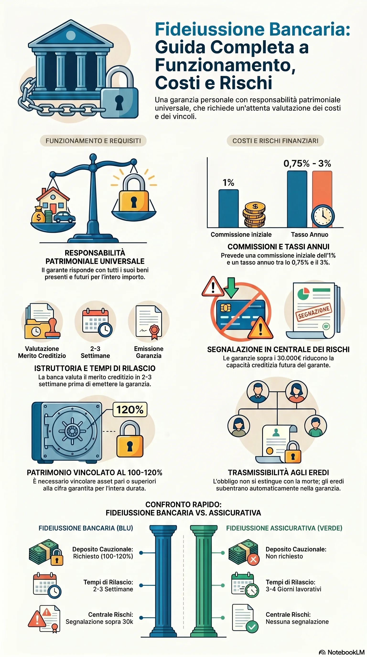 Infografica riassuntiva: Fideiussione Bancaria: Come Funziona e Cosa Sapere