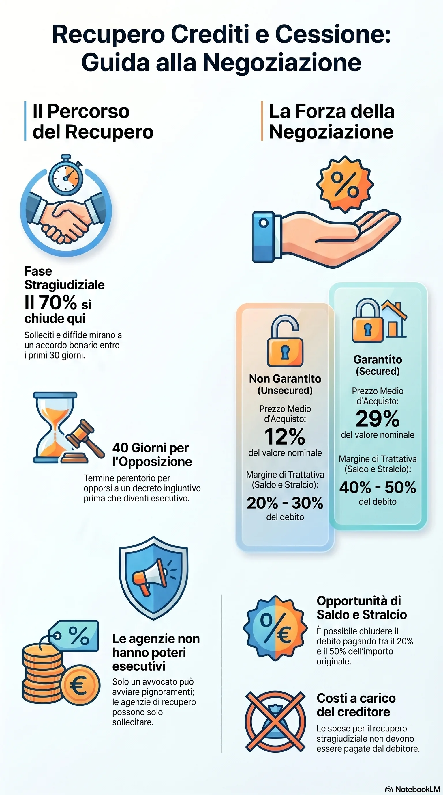 Infografica riassuntiva: Recupero Crediti e Cessione del Credito: Come Funzionano