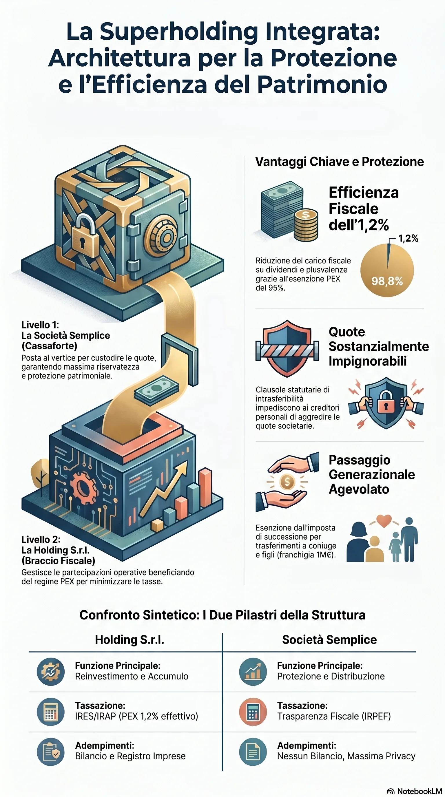 Infografica riassuntiva: Holding e Società Semplice: Guida alla Superholding Integrata