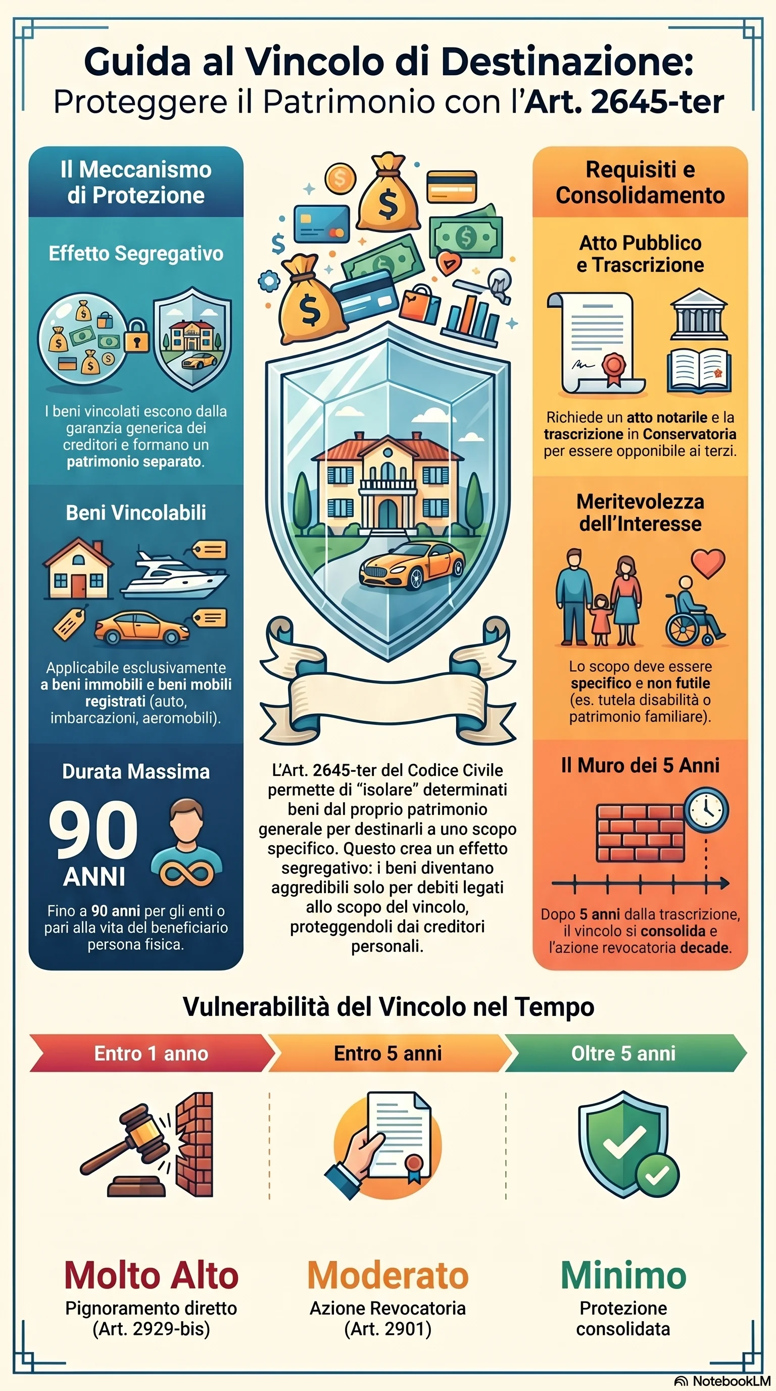 Infografica riassuntiva: Vincoli di Destinazione: Guida alla Separazione Patrimoniale